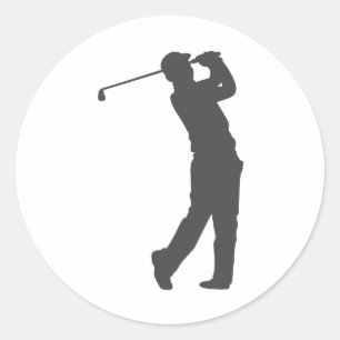 Golfer  player  silhouette classic round sticker