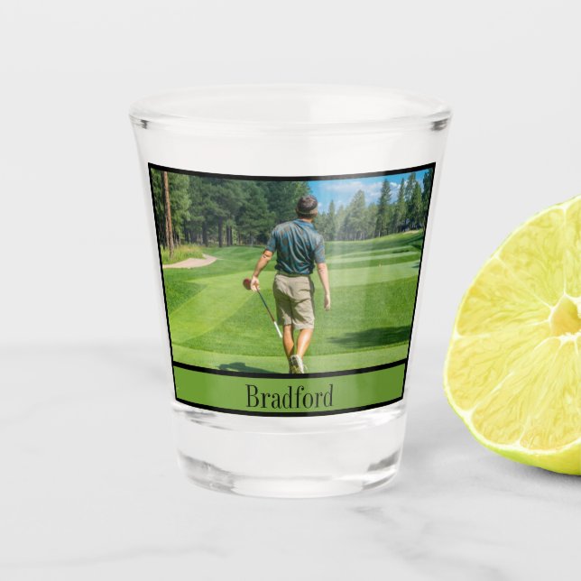 Golfer Players Photo and Name Dad Grandpa etc Shot Glass (Front)