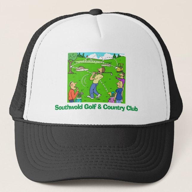 Golfer Plays Golf & Has a Fluke Drive. Trucker Hat (Front)