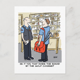 Golfer Postman Loves Golf Cartoon Postcard