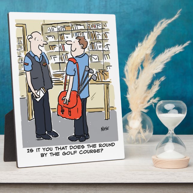 Golfer Postman Loves Golf. Postal Worker Plaque (Side)