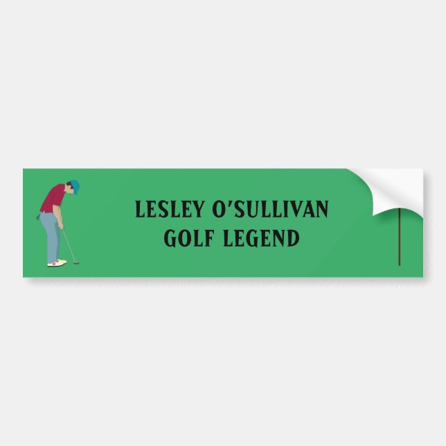Golfer Putting Ball Themed Green Bumper Sticker (Front)