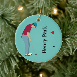 Golfer Putting Christmas Ceramic Tree Decoration