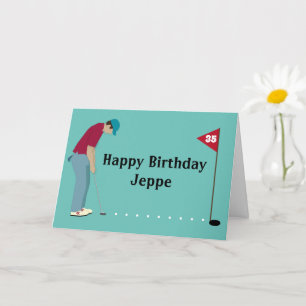 Golfer Putting Golf Ball Birthday Card