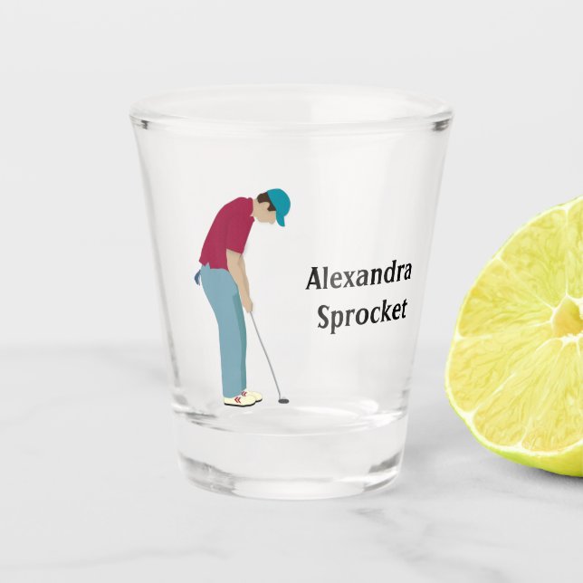 Golfer Putting  Shot Glass (Front)