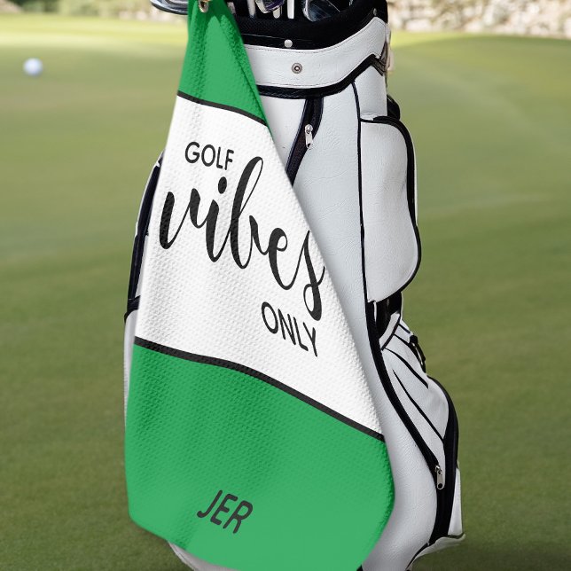 Golfer Quote Golf Vibes Only Green Personalised Towel (Creator Uploaded)