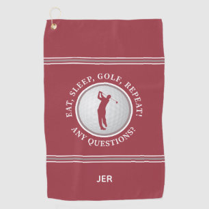 Golfer Quote Male Sports Pro Golf Ball Crimson Red Golf Towel