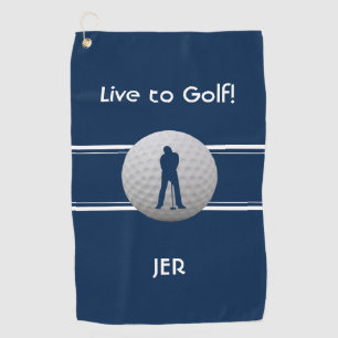 Golfer Quote Sports Template Blue Monogrammed Golf Towel