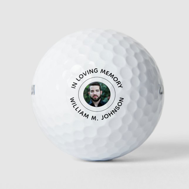 Golfer Remembrance Photo Memorial In Loving Memory Golf Balls (Front)