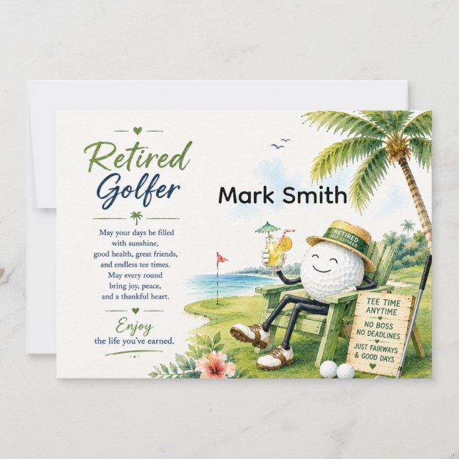 Golfer retirement par tee party golfing on course invitation (Front)