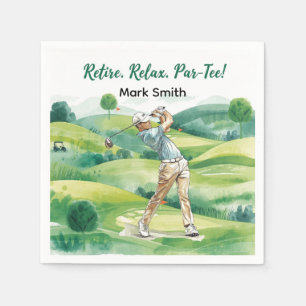 Golfer retirement par tee party golfing on course napkin