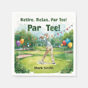 Golfer retirement par tee party golfing on course napkin