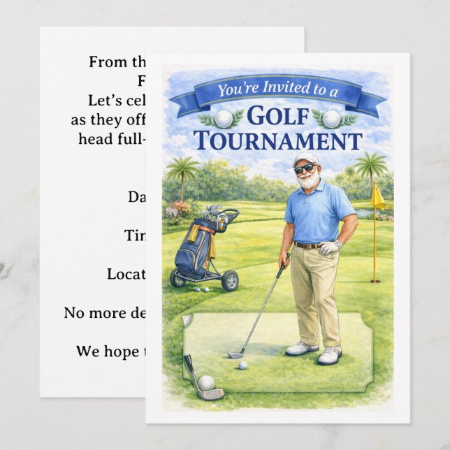 Golfer Retirement Party  Invitation (Front/Back)