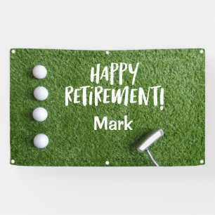 Golfer Retirement Party with golf balls on green Banner