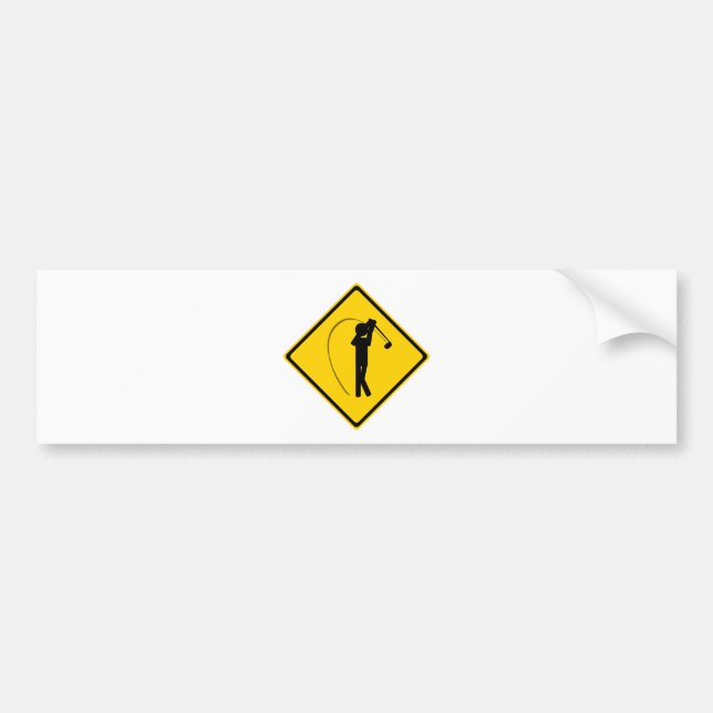 Golfer Road Sign Bumper Sticker (Front)