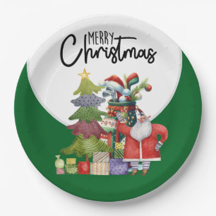 Golfer Santa Claus Christmas Party Paper Plates