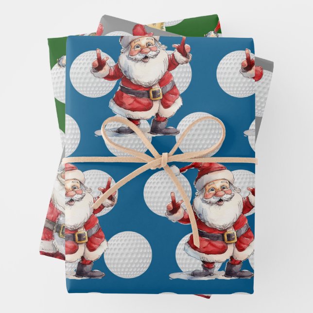 Golfer Santa Claus  golf   Merry Christmas  Wrapping Paper Sheet (In situ)