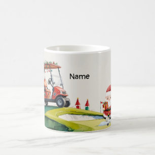 Golfer Santa Claus golfing at course Christmas Coffee Mug