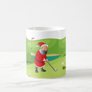 Golfer Santa Claus golfing at course Christmas  Coffee Mug