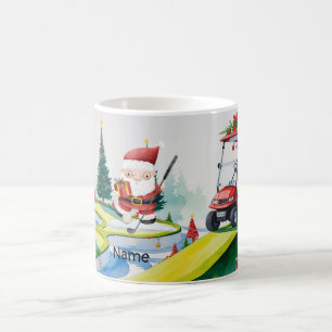 Golfer Santa Claus golfing at course Christmas  Coffee Mug