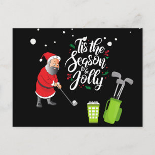 Golfer Santa Claus golfing ball snowing Christmas  Postcard