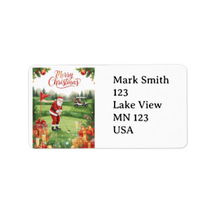 Golfer Santa Claus Golfing Christmas Holiday Label