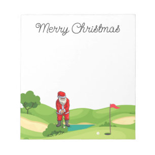Golfer Santa Claus Merry Christmas at golf course  Notepad