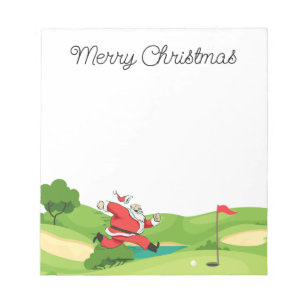 Golfer Santa Claus Merry Christmas at golf course  Notepad