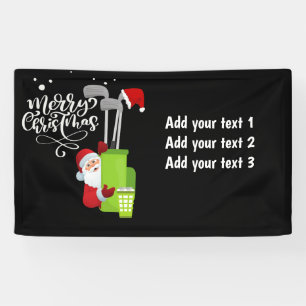Golfer Santa Claus with golf bag gift Christmas Banner
