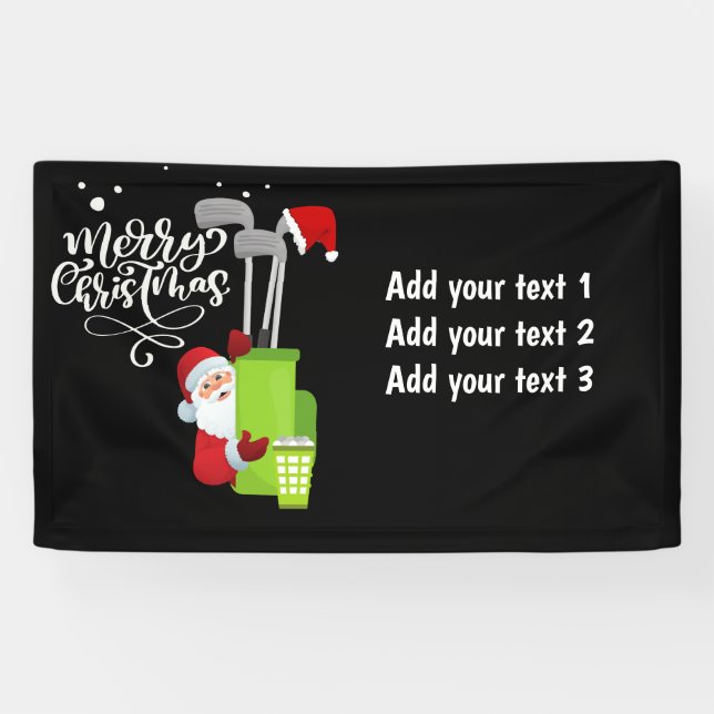 Golfer Santa Claus with golf bag gift Christmas Banner (Horizontal)