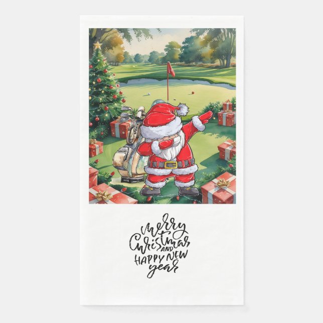 Golfer Santa Cluas  Dabbing Golf Christmas Party  Napkin (Front)