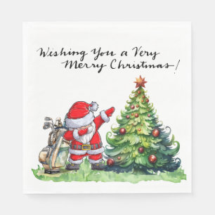Golfer Santa Cluas Dabbing Golf Christmas Party Napkin