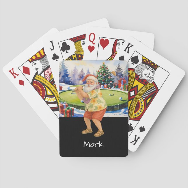 Golfer Santa is golfing wears Hawaii Shirt Playing Cards (Back)
