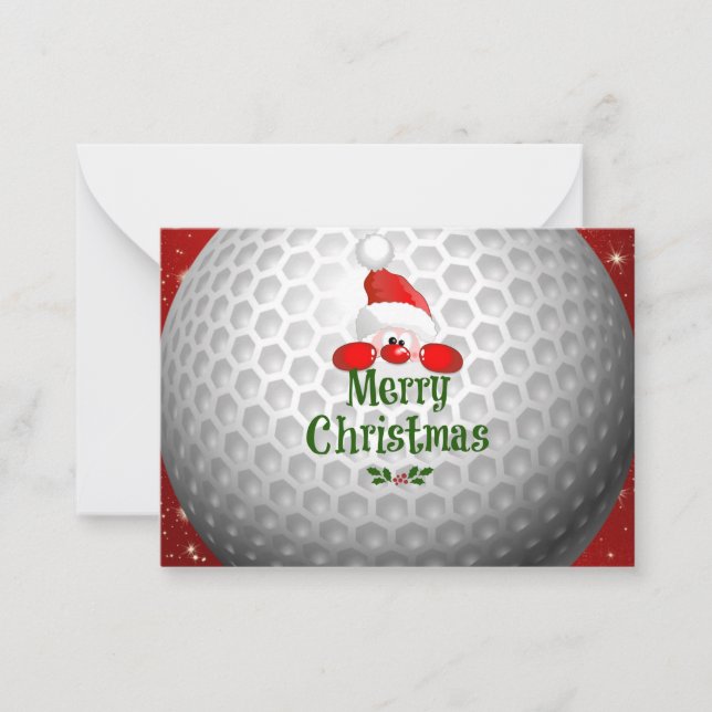 Golfer Santa, 'Merry Christmas' greetings Card (Front)