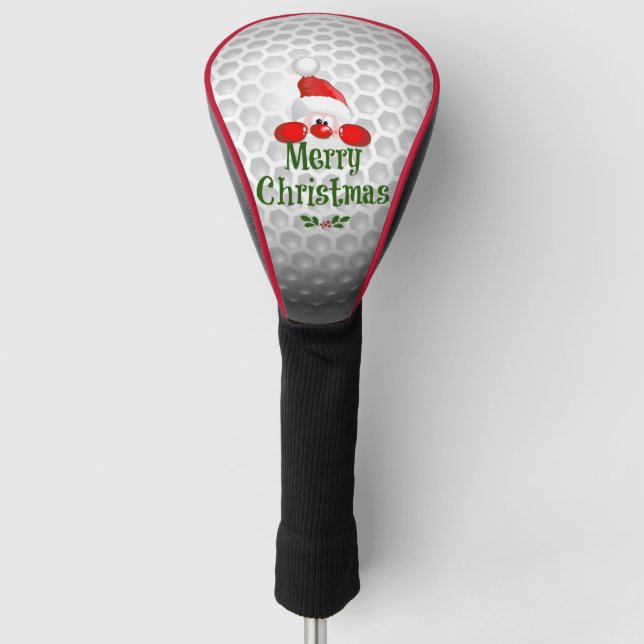 Golfer Santa, 'Merry Christmas' greetings Golf Head Cover (Front)