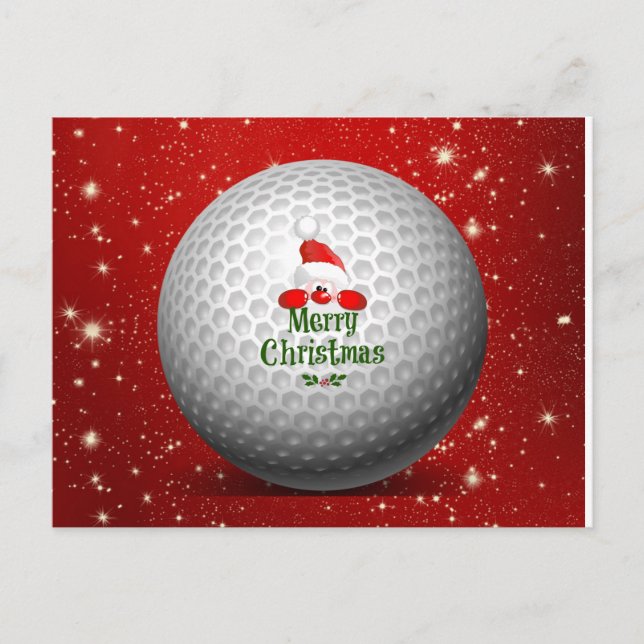 Golfer Santa, Merry Christmas Holiday Postcard (Front)