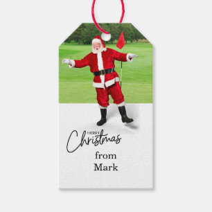 Golfer Santa on Green for Christmas Gift Tags