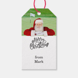 Golfer Santa on Green for Christmas Gift Tags