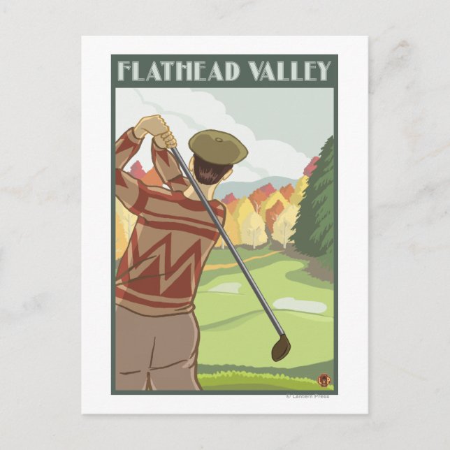 Golfer Scene - Flathead lake, Montana Postcard (Front)