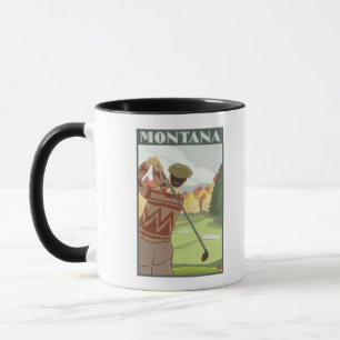 Golfer SceneMontanaVintage Travel Poster Mug