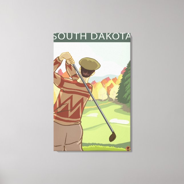 Golfer SceneSouth Dakota Canvas Print (Front)