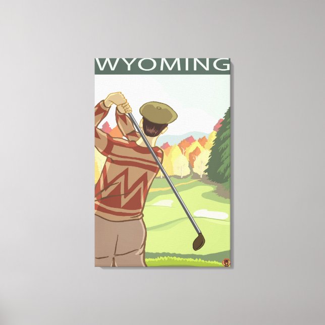 Golfer SceneWyoming Canvas Print (Front)