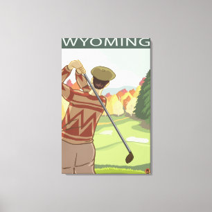 Golfer SceneWyoming Canvas Print