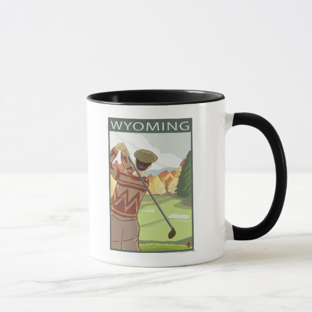 Golfer SceneWyoming Mug (Right)