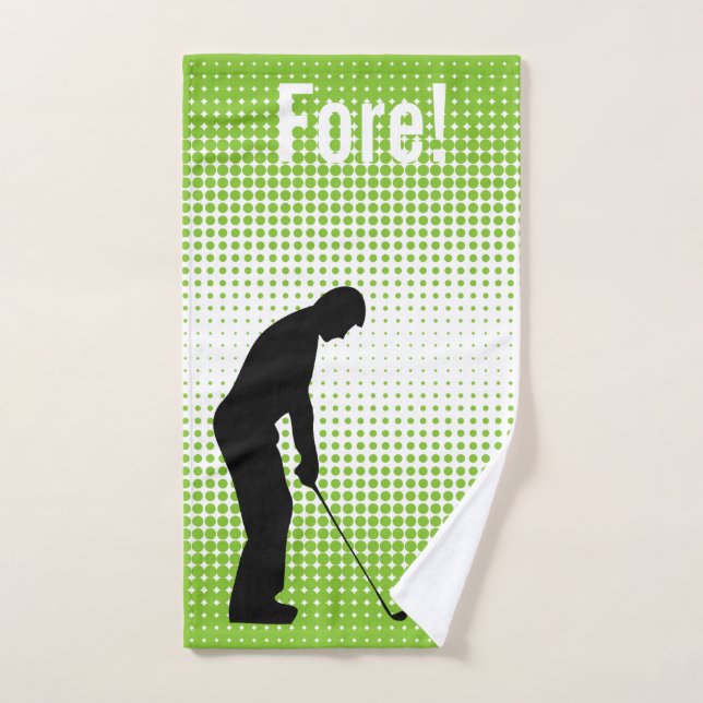 Golfer Silhouette Green Golf Hand Towel (Hand Towel)