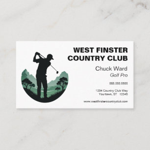 Golfer Silhouette in Half Circle Golf Pro Business Card