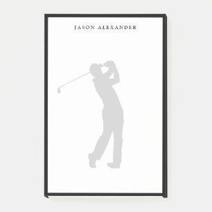 Golfer Silhouette Personalised Post-it Notes