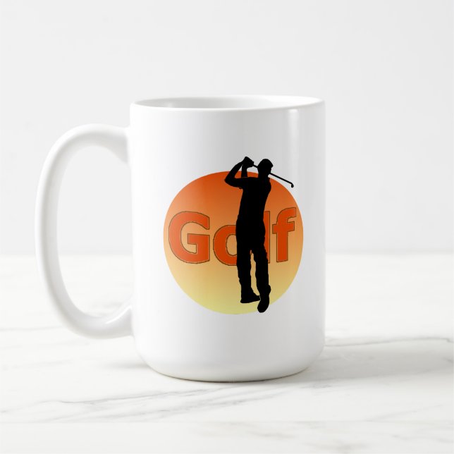 Golfer Silhouette Sunset Coffee Mug (Left)