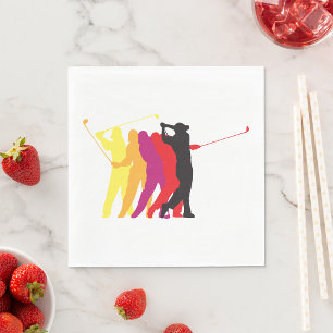 Golfer Silhouettes Napkin