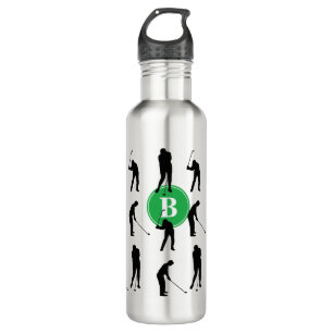 Golfer Silhouettes Pattern Monogram 710 Ml Water Bottle
